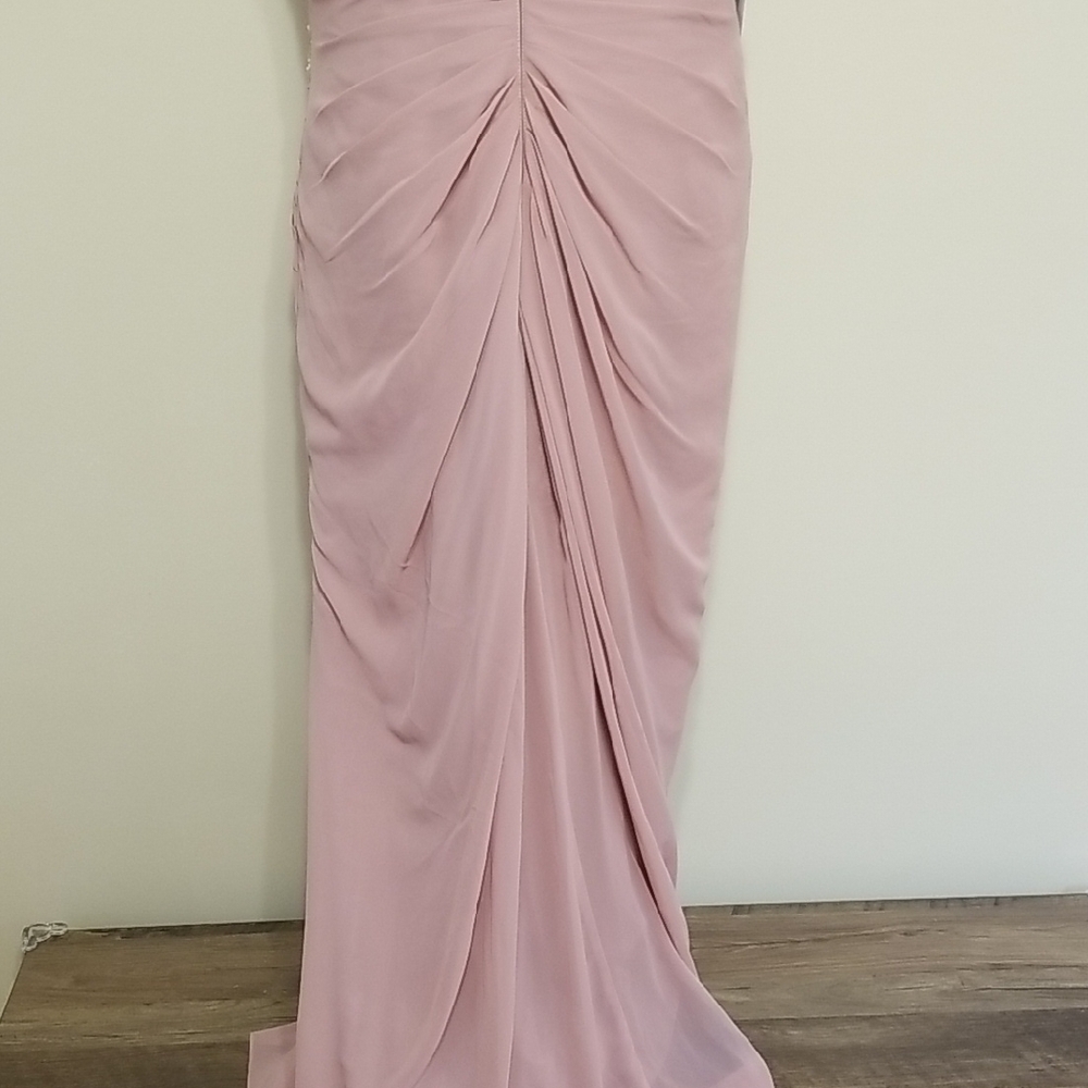 NWT AZAZIE Libby Dusty Rose A-Line Sequins Chiffon Floor-Length Dress Wedding 14 - Picture 11 of 16